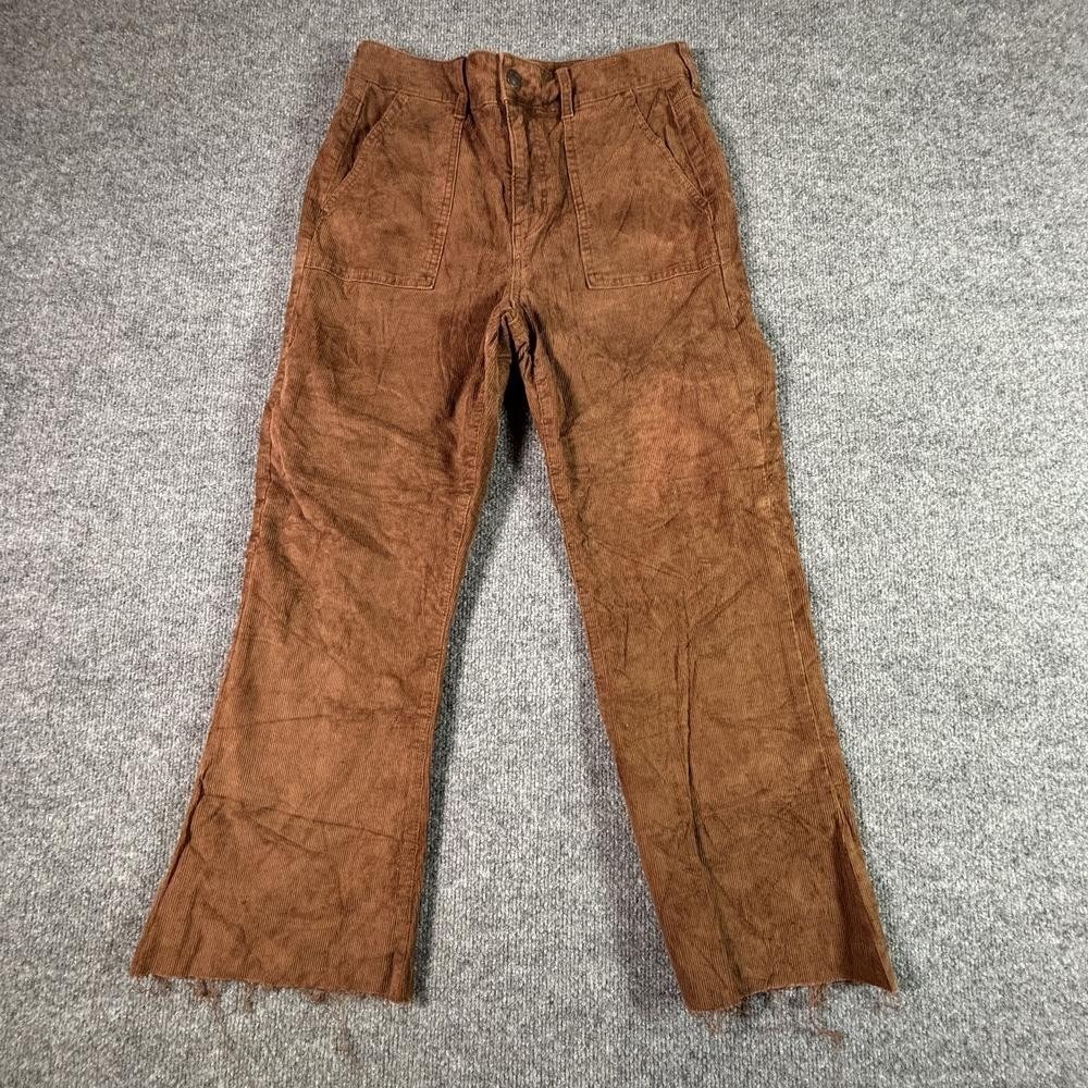 American Eagle Womens Brown Corduroy Chino Pants Flared Leg High Rise Size 10